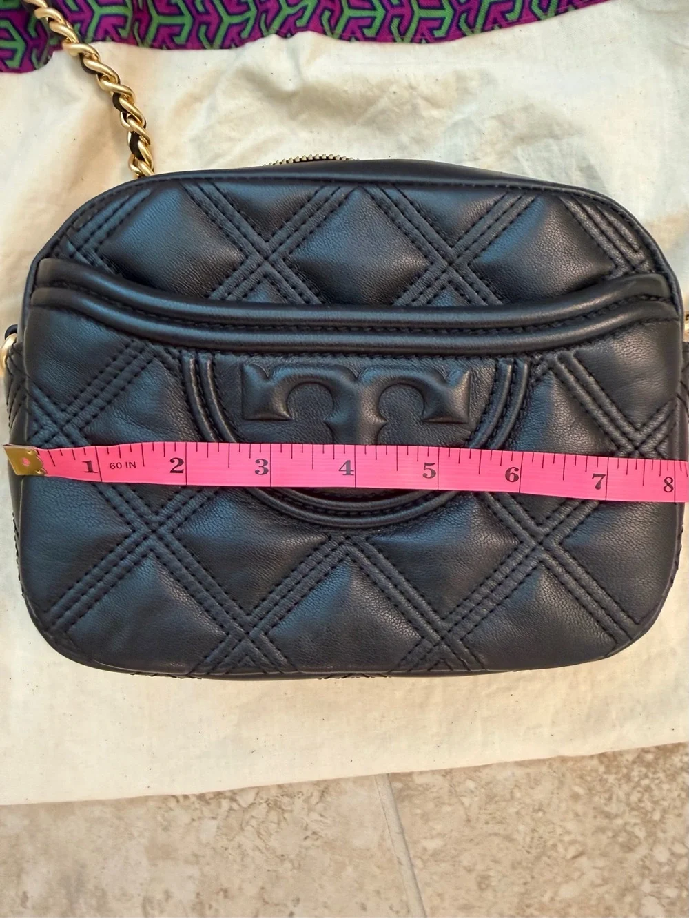 Tory Burch Black Quilted Leather Chain Strap Crossbody